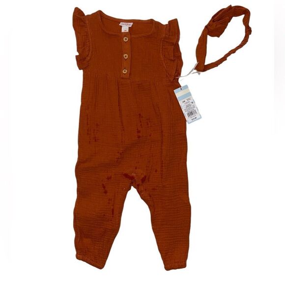 Cat & Jack Rust Romper Set Size 12 Months NWT - Picture 1 of 3